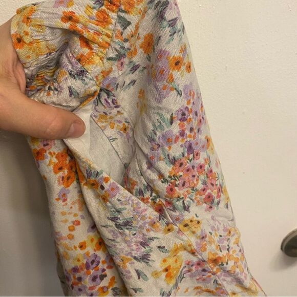 H&M Linen viscose Blend Pull On Shorts hi rise micro floral print pockets size M - Picture 10 of 12